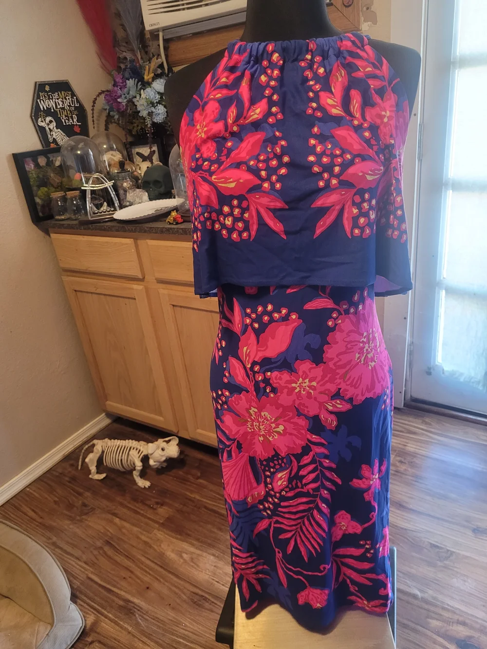 Lilly Pulitzer Navy and Hot Pink Floral Maxi Skirt Set